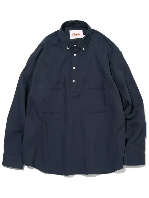 PEACH TWILL PULLOVER BUTTON DOWN SHIRT VER2 NAVY - KINDS - BALAAN 3