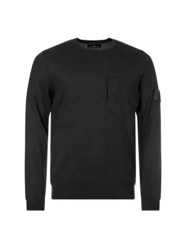 Men's Shadow Project Wappen Pocket Wool Knit Top Black - STONE ISLAND - BALAAN 2