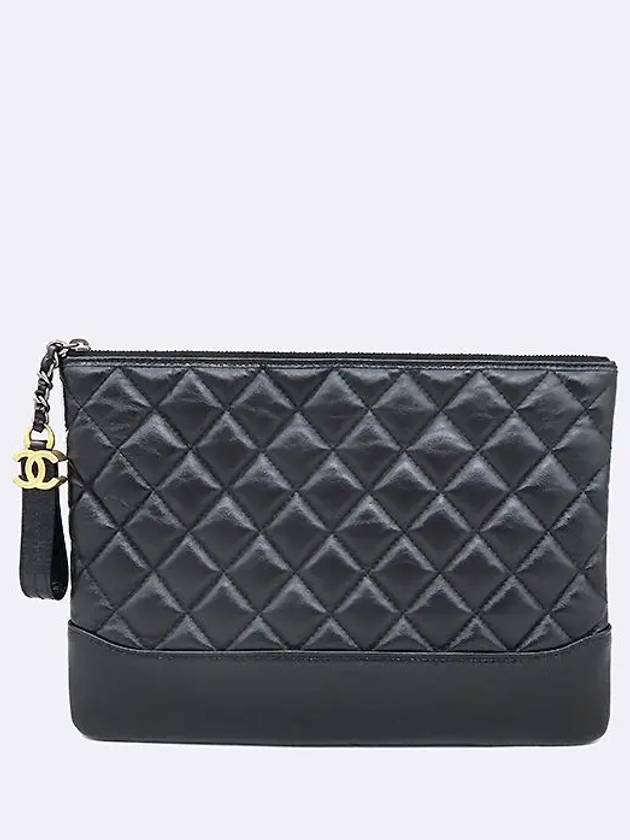 A84287 Black Vintage Leather Quilted Gabriel New Medium Clutch Bag - CHANEL - BALAAN 2