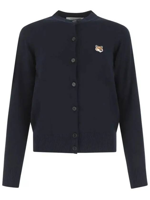 Fox Head Patch Adjusted Round Neck Cardigan Navy - MAISON KITSUNE - BALAAN 2