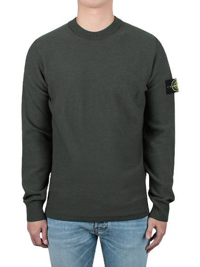 Men's Wappen Patch Crew Neck Wool Knit Top Khaki - STONE ISLAND - BALAAN 2