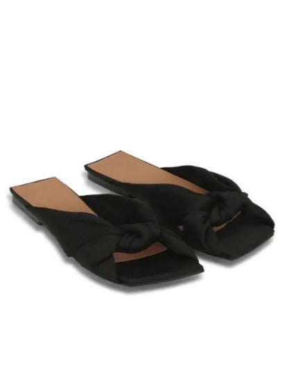 Soft Knot Flat Mule Slippers Black - GANNI - BALAAN 2