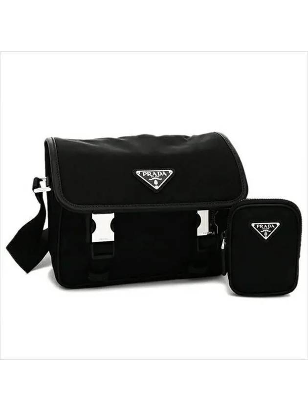 Re-Nylon Saffiano Leather Cross Bag Black - PRADA - BALAAN 2