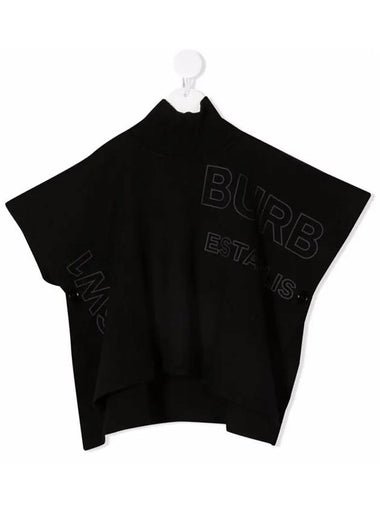 Kids Logo Print Mock Neck Poncho Black 8042930 - BURBERRY - BALAAN 1