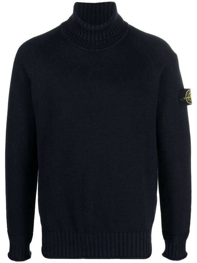 Logo Wappen Patch Cotton Turtleneck Navy - STONE ISLAND - BALAAN 1