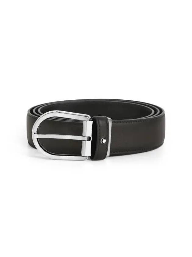 Horseshoe Buckle Classic Leather Belt Grey - MONTBLANC - BALAAN 4