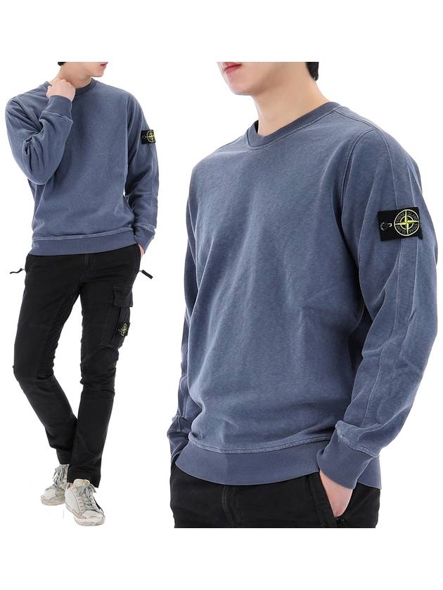 Logo Patch Crew Neck Sweatshirt Navy - STONE ISLAND - BALAAN 2