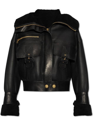 Balmain Shearling Coat With Pockets, Women's, Black - BALMAIN - BALAAN 1