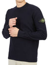 Men's Wappen Patch Crew Neck Wool Knit Top Navy - STONE ISLAND - BALAAN 6