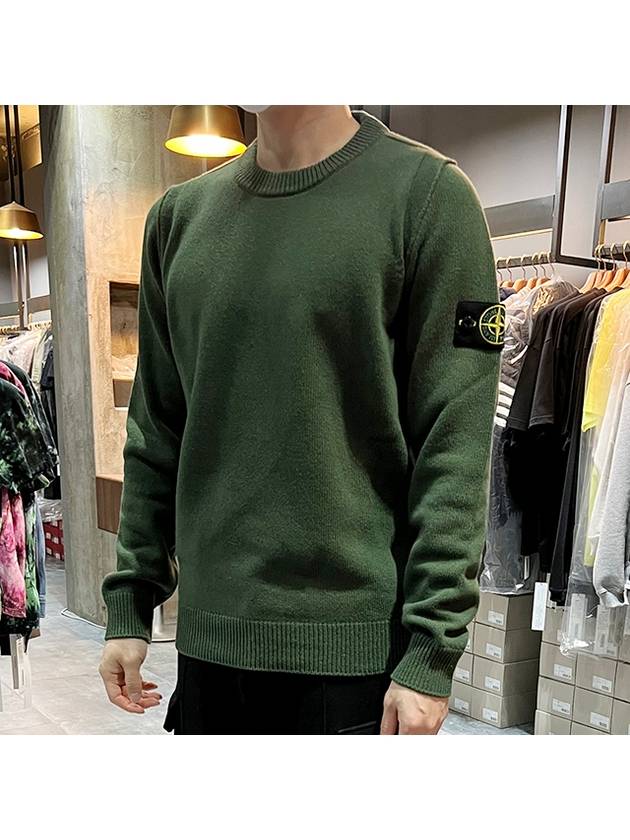 Wappen Patch Crew Neck Wool Knit Top Khaki - STONE ISLAND - BALAAN 4