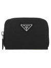 Triangle Logo Saffiano Leather Card Wallet Black - PRADA - BALAAN 1