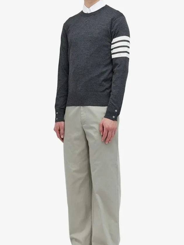 4 Bar Armband Classic Merino Wool Knit Top Dark Grey - THOM BROWNE - BALAAN 4