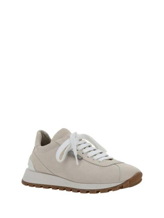 Chain Suede Low Top Sneakers Ivory - BRUNELLO CUCINELLI - BALAAN 3