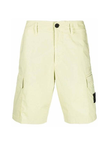 Men's Waffen Patch Garment Dyed Cargo Shorts Light Green - STONE ISLAND - BALAAN.