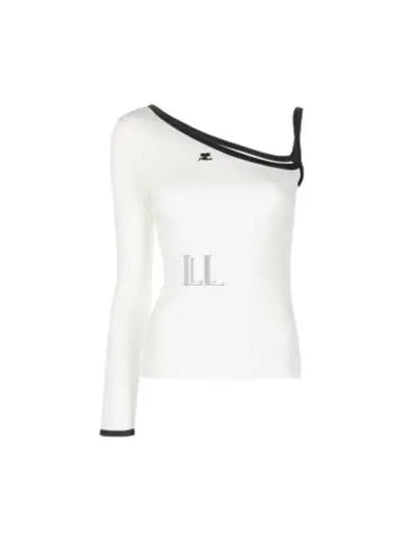 Embroidered Logo One Sleeved Long-Sleeved T-Shirt White - COURREGES - BALAAN 2