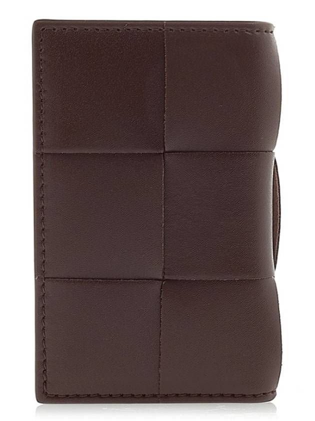 Intrecciato Cassette Leather Flap Card Wallet Brown - BOTTEGA VENETA - BALAAN 4