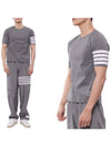 4-Bar Stripe Crew Neck Short Sleeve T-Shirt Grey - THOM BROWNE - BALAAN 2