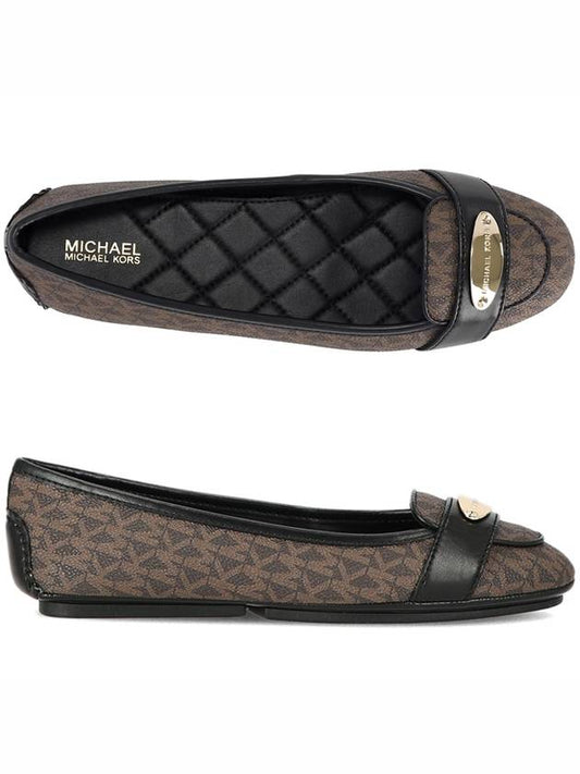 Logo Monogram Leather Flats Light Brown - MICHAEL KORS - BALAAN 2