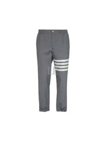 Plain Weave 4-Bar Elastic Waist Track Pants Grey - THOM BROWNE - BALAAN 2