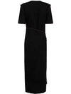 Wrap-Around Style Crew Neck T-Shirt Long Dress Black - LEMAIRE - BALAAN 3