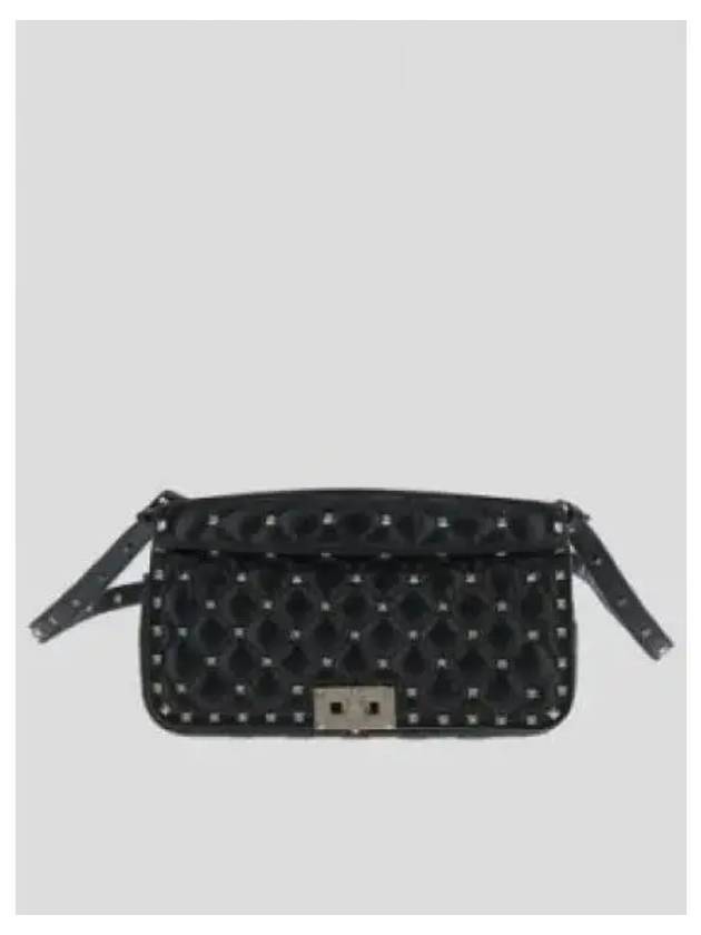 Rockstud Spike Leather Shoulder Bag Black - VALENTINO - BALAAN 2