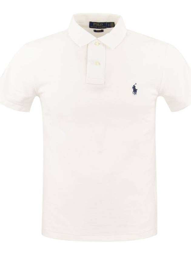 Logo Slim Fit Short Sleeve Polo Shirt White - POLO RALPH LAUREN - BALAAN 2