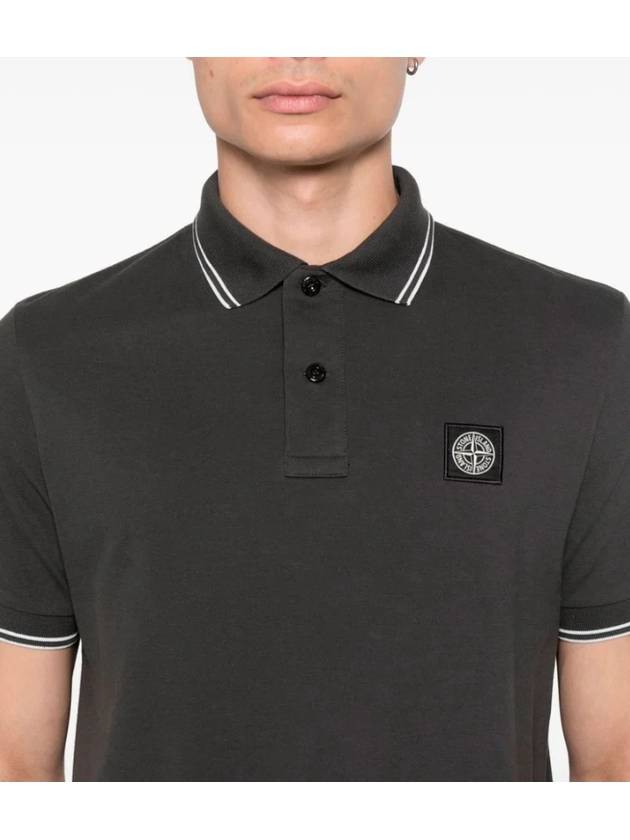 Logo Patch Polo Shirt Grey - STONE ISLAND - BALAAN 7