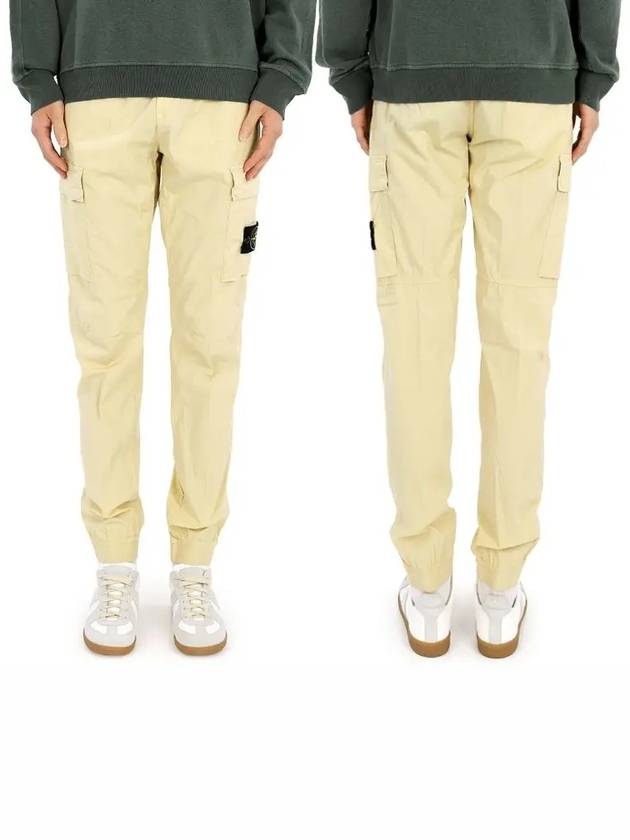 Stretch Cotton Tela Paracadute Cargo Straight Pants Yellow - STONE ISLAND - BALAAN 3