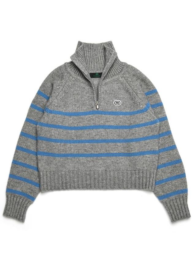 Doyou Know MC Women s Striped Wool Blend Half Zip up Gray Sweater DO6242KT40 - DOYOUKNOWMC GOLF WEAR - BALAAN 2