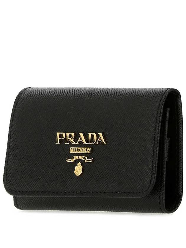 Saffiano Leather Gold Logo Key Holder Black - PRADA - BALAAN 3