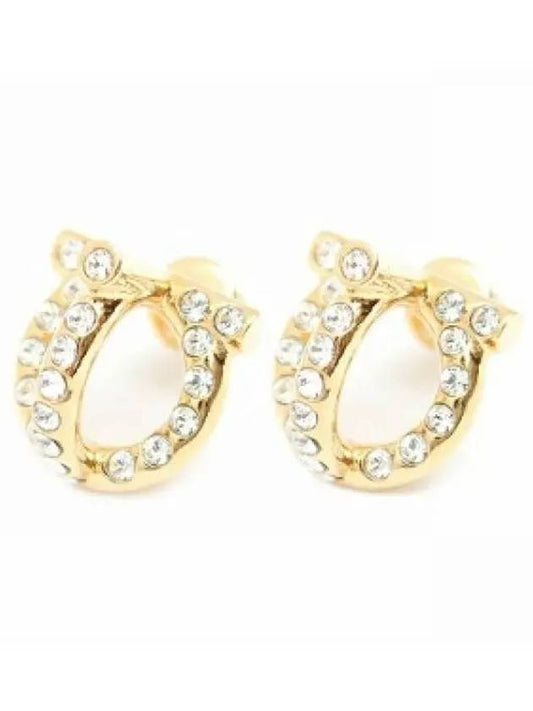 Gancini 3D Crystal Earrings Gold - SALVATORE FERRAGAMO - BALAAN 2