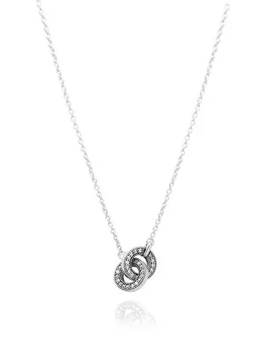 Signature Intertwined Pave Pendant Necklace Sterling Silver Clear - PANDORA - BALAAN 2