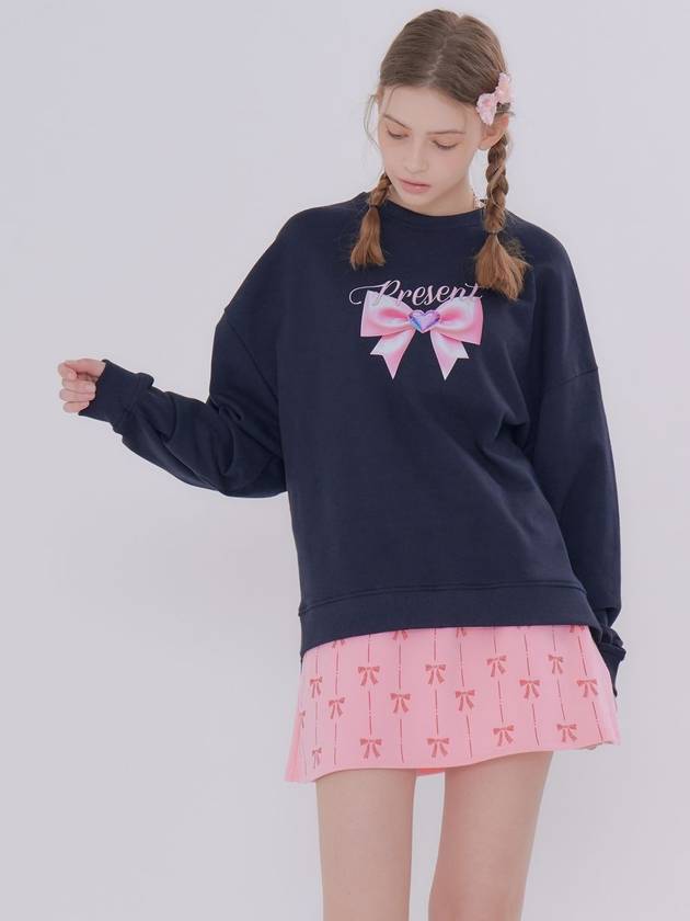 MET ribbon present sweatshirt miniskirt set navy - METAPHER - BALAAN 4