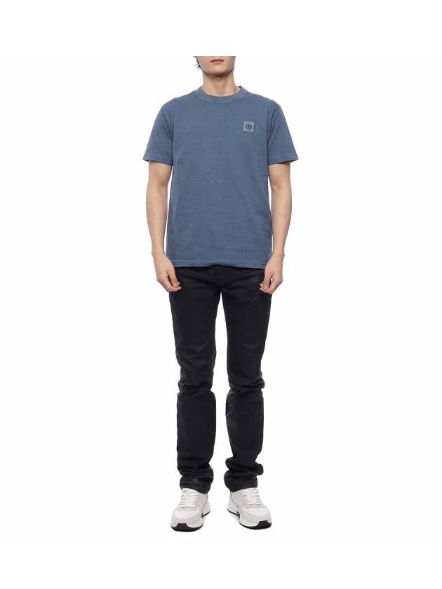 Organic Cotton Short Sleeve T-Shirt Avio Blue - STONE ISLAND - BALAAN 4