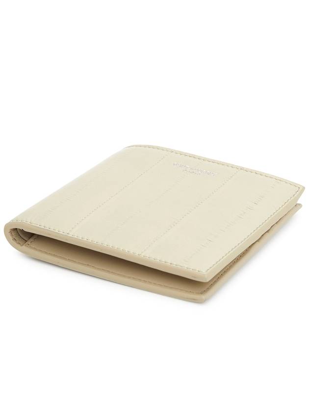 Texture Leather Half Wallet Beige - SAINT LAURENT - BALAAN 4