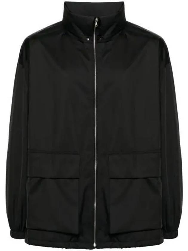 24 HARD TWIST POLYESTER SATIN LA AMINATE ZIP BLOUSON BLACK A24SB02SL laminated straw - AURALEE - BALAAN 1