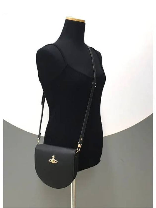 Women's Gold Logo Cross Saddle Bag Black - VIVIENNE WESTWOOD - BALAAN 2