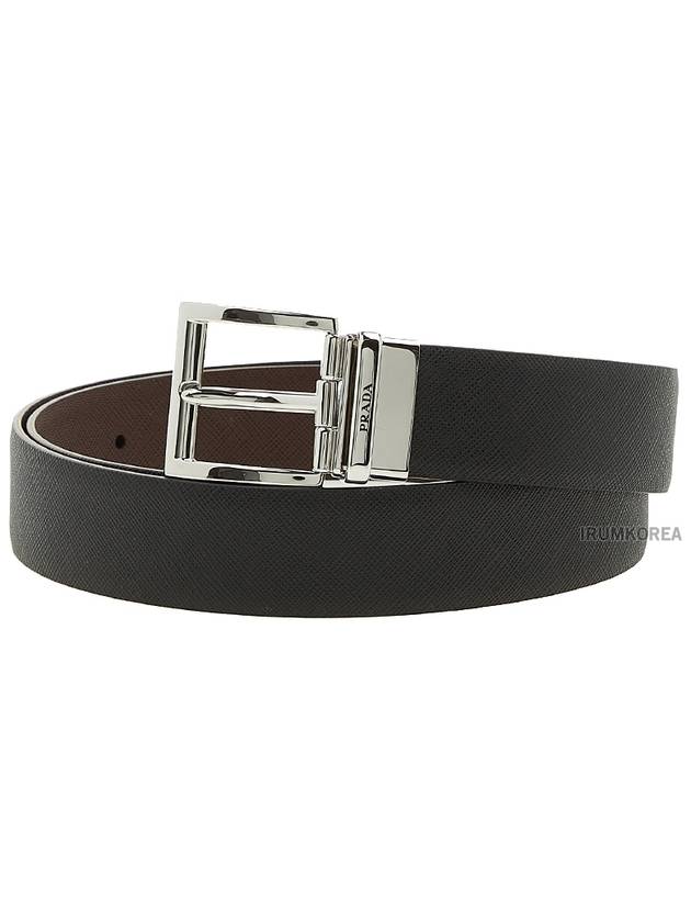 Two-Tone Reversible Saffiano Belt Black Brown - PRADA - BALAAN 11