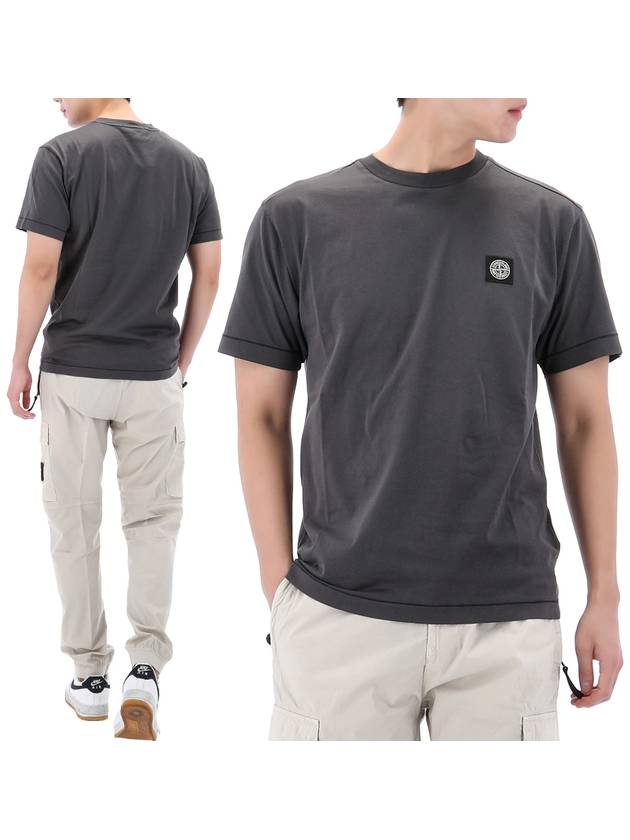 Logo Patch Short Sleeve T-Shirt Charcoal - STONE ISLAND - BALAAN 2