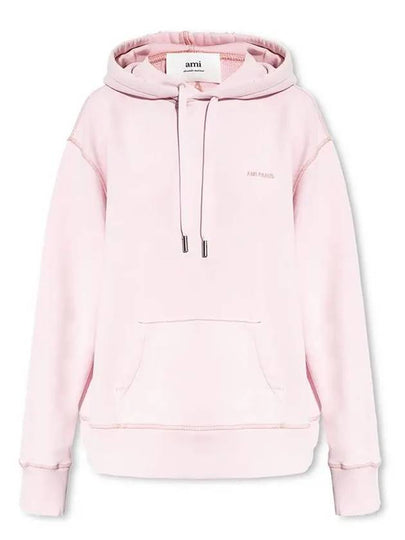 Embroidered Logo Hoodie Top Pink - AMI - BALAAN 2