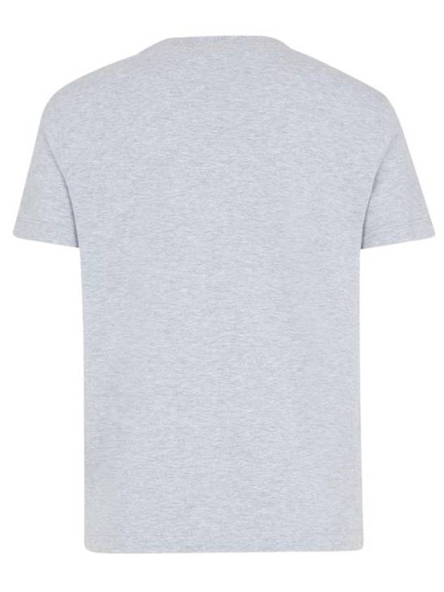 Lettering Embroidered Short Sleeve Cotton T-Shirt Grey - FENDI - BALAAN 1