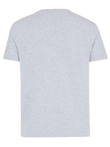 Lettering Embroidered Short Sleeve Cotton T-Shirt Grey - FENDI - BALAAN 1