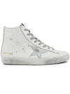 Men's Francie Silver Leather Star High Top Sneakers White - GOLDEN GOOSE - BALAAN 3