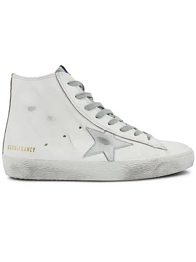 Men's Francie Silver Leather Star High Top Sneakers White - GOLDEN GOOSE - BALAAN 3