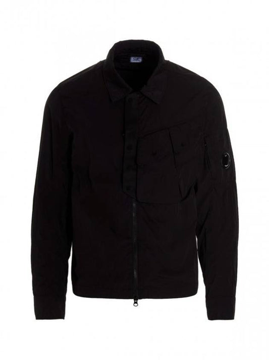 Men's Lens Wappen Chrome R Shirt Jacket Black - CP COMPANY - BALAAN.