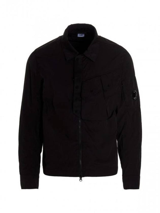 Lens Chrome Overshirt Zip-Up Jacket Black - CP COMPANY - BALAAN 1