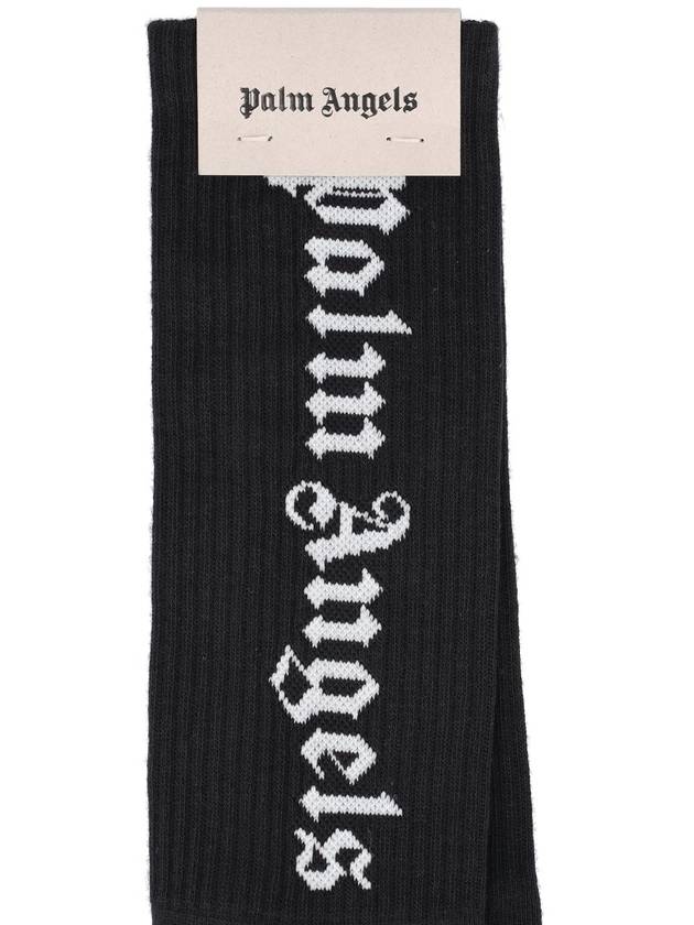 Vertical Logo Cotton Socks Black - PALM ANGELS - BALAAN 3