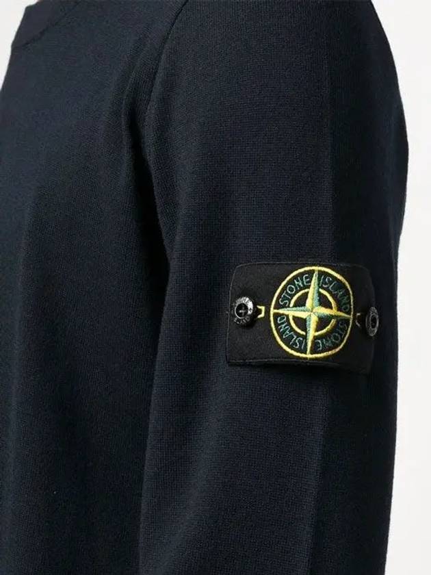 Logo Patch Round Neck Knit Top Navy - STONE ISLAND - BALAAN 7