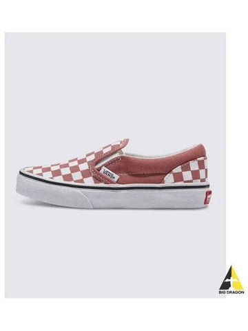 KIDS Classic Slip On Color THEORY Checkerboard Wither Red Rose VN0005WWCHO1 - VANS - BALAAN 1