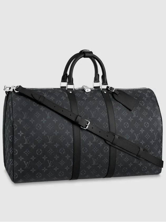 Keepall 55 Bandouliere Monogram Eclipse Duffel Bag Black - LOUIS VUITTON - BALAAN 2